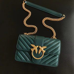 PINKO Love Classic Icon V Leather Shoulder Bag